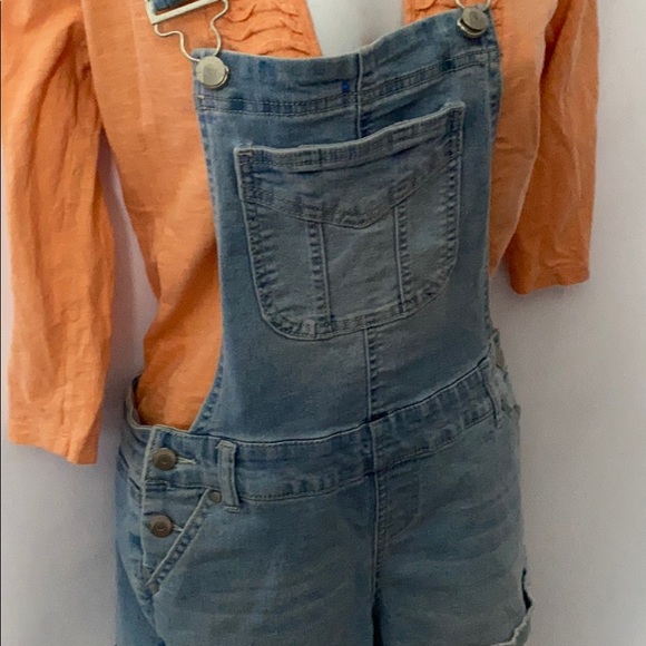 Vintage Denim Jean Overall Shorts Shortalls - Picture 2 of 9